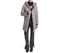 DKNY Women's Hooded Down-Filled Long Puffer Anorak, Thistle, M