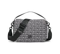 DKNY Women's Jenny Flap Shoulder 100% Polyester with PU Trim, Black Logo and Black