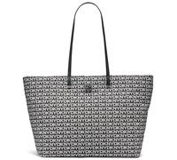 DKNY Women's Jenny Tote 100% Polyester with PU Trim, Black Logo and Black, Black Logo And Black, Large