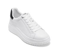 DKNY Women's Lobeco Lace Up Everyday Sneaker, White Black, 6 UK