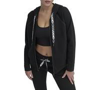 DKNY Women's Logo Drawstring Full Zip Fleece Hoodie Hooded Anorak, Black, Medium