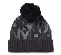 DKNY Women's Logo Faux Fur Pom Ribbed Hat, Charcoal, One Size