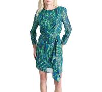 DKNY Women's Long Sleeve Side Ruched Knit Dress, Black/Green, 12