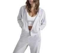 DKNY Women's Mini Stud Logo Full Zip Hoodie Jacket, Optic Heather, M