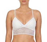 DKNY Women's Modern Lace Racerback Longline Bralette Bra, Poplin White, M