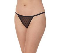 DKNY Women's Monogram Mesh String Bikini Panty Style Underwear, Black, Medium