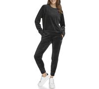 DKNY SPORT Women's Platinum Velour Sweater Pullover, Black, L