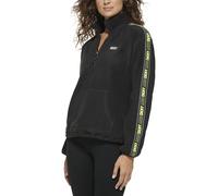 DKNY Women's Plus Cozy Comfy Quarter Zip Sweatershirt Pullover Sweater, Black Zest, 2X