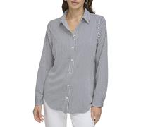 DKNY Women's Printed Button-up Blouse with Stripes and Long Sleeves Button Down Shirt