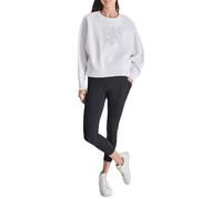 DKNY Women's Pullover Blouson Sleeve Stacked Mixed Rhinestone Logo Fleece Sweatshirt Sweatshirt