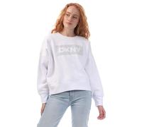 DKNY Women's Rhinestone Crosswalk Crew Sweatshirt in White