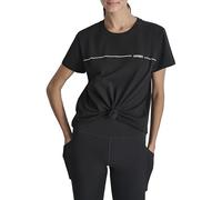 DKNY Women's Rhinestone Stripe Logo Top, Black, Large Blouse, L