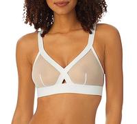 DKNY Women's Sheers Wirefree Softcup Wireless Bra, White (White Bj), Large (Size: L)