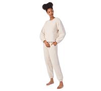 DKNY Women's SHERPA FLEECE LONG SLEEVE TOP & JOGGER SET in Nude | Size: Large DKNY Nude L