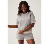 DKNY Women's Signature Top & Jogger Short Pyjama Set in Grey | Size: XS DKNY Grey XS