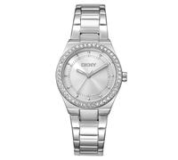 DKNY Women's Silver Dial Crystal Dial Markers Crystal Bezel Stainless Steel Bracelet Watch 30mm 50M