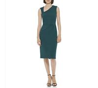 DKNY Women's Sleeveless Asymmetric Neck Scuba Crepe Dress, Forest Grn, 16