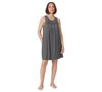 DKNY Women's Sleeveless crew neck midi sleep tank chemise with pleats in grey | Size: Medium DKNY Grey M