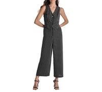 DKNY Women's Sleeveless Vest Jumpsuit Dress, Black/Ivory, 10