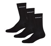 DKNY Women's, 100% Cotton Smart Designer Long Ankle Socks, Pack of 3 Pairs, Black, One Size