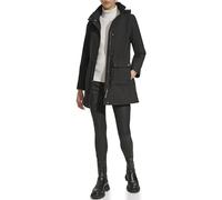 DKNY Women's Softshell Hooded Coat Transitional Jacket, Black, S