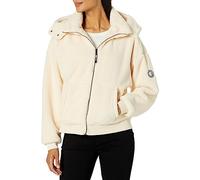 DKNY Women's Sport Hooded Roebling Fleece Jacket Anorak, Egg Nog, XS