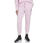 DKNY Women's Sport Metallic Stripe Logo Fleece Sweatpant, Pink Lady, L