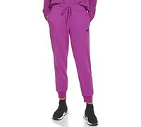DKNY Women's Sport Metallic Stripe Logo Fleece Sweatpant, Wild Astor, Large