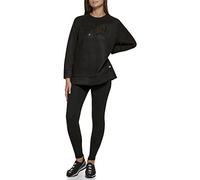 DKNY Women's Sport Polar Fleece Funnel Neck Pullover Jacket Hooded Anorak, Black, Medium