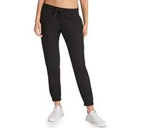 DKNY Women's Sport Sweatpant, Black with Logo Detail at Pocket and Mesh Inserts, Large