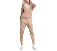 DKNY womens Stacked Rhinestone Logo Platinum Velour Sweatshirt, Praline, Medium