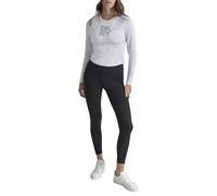DKNY Women's Stacked Textured Sttripe Logo Long Sleeve Tee T-Shirt, Opt HTR Slvr, XS