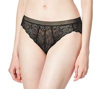 DKNY Women's Superior Lace Brazilian Bikini Style Underwear, Dark Black, M