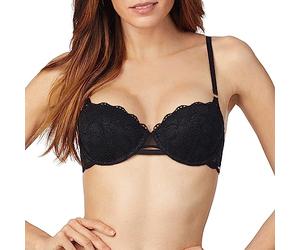 DKNY Women's Superior Scalloped Lace Balconette Bra, Line Cups, Sheer, Black, 34C
