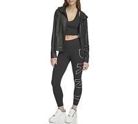 DKNY Women's Tummy Control Workout Yoga Leggings, Black/Silver, S