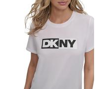 DKNY Women's Two Tone Logo Crew Neck Tee T-Shirt (Pack of 1)