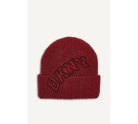 DKNY Women's Varsity Knit Logo Beanie Hat Merlot Red DKNY Merlot One Size