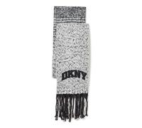 DKNY Women's Woven Scarf with Varsity Logo and Eyelash Fringe Fashion, Black, One Size