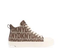 DKNY Womens Yaser Lace Up Mid Trainers in Beige Textile - Size UK 6.5