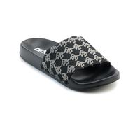 DKNY Women's Zella Flat Slide Sandal, Black Silver, 38 EU