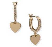 DKNY Yellow Gold Heart Cubic Zirconia Drop Earrings