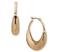 DKNY Yellow Gold Tone Puffy Hoop Earrings