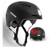 DKONI Bike Helmet with LED Lights Bicycle Helmets Commuter Cycling Helmet USB Rechargeable Front & Back LED Light Helmet for Adult Men Women (Black, M: 21.2″-22.5″(54-58cm))