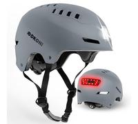 DKONI Bike Helmet with LED Lights Bicycle Helmets Commuter Cycling Helmet USB Rechargeable Front & Back LED Light Helmet for Adult Men Women (Gray, L: 22″-24″(56-61cm))