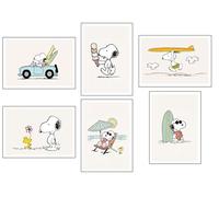 DKORARTE Set of 6 A3 Decorative Wall Sheets for Pictures Living Room Decoration Modern, Bedrooms, Rooms, Without Frame, Children, Drawings, Stuffed Animals, Snoopy (41 x 29.7 cm)