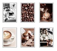 DKORARTE Set of 6 A3 Decorative Wall Sheets for Pictures Living Room Decoration Modern, Bedrooms, Rooms, Without Frame, Kitchen, Coffee, (41 x 29.7 cm)