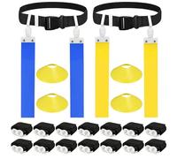 DkOvn Flag Football Belt, 1/10/14pcs Adjustable Flag Football Belt with Belt and Flags, for Kids, Youths, Adults, 14pcs(7 Blue+7 Yellow), One size
