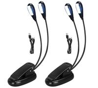 DkOvn Rechargeable Music Stand Light, 2 Pack Music Stand Light with USB, 8 LED Book Lamp for Reading, Playing Musical Instruments(2 Pack Light)
