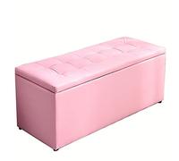DKP Ottoman Footstool Sofa stool, Bulk storage Rectangular upholstered footstool, 80x40x40cm Ottomans (Color : Pink)