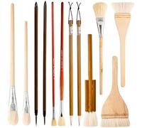 DKSooozs 12Piece Ceramic Glaze Brush Set Pottery Glaze Brushes Acrylic Watercolor Wood for Drawing Artists Painting Students Kids Adults